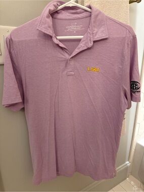 Vineyard Vines Lavender Polo with Yellow LSU Embroidery